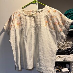 Madewell Striped Floral Blouse - Cream and Multicolor